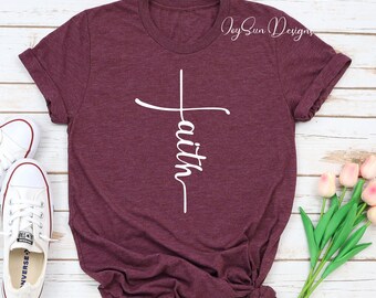 Women Faith Cross Shirt, Religious gift tshirt, Church T-Shirt, Christian Gift Shirt, Faith Gift, Christian Shirts,  Jesus Cross Grace Shirt