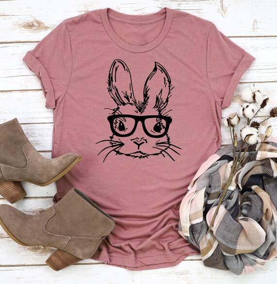 Easter Bunny Shirts, Bunny Glasses Shirts, Easter bunny graphic tee, Easter shirts for women, Ladies Leopard Bunny shirt, Kids Easter tee