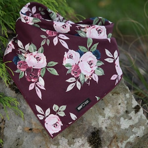 Burgundy floral dog bandana