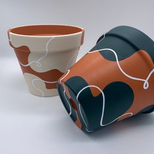 Hand-painted PENELOPE terracotta plant pot - comes in a range of sizes and colours. Matching saucers are also available