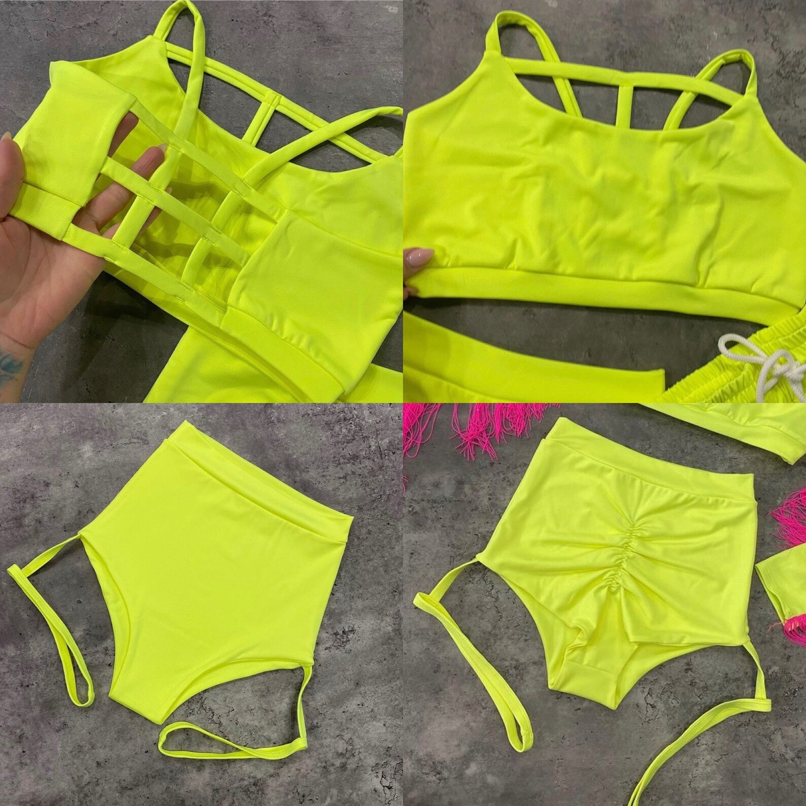 Pole Dance Outfit Set Crop Top Hight Waested Garter Shorts Etsy