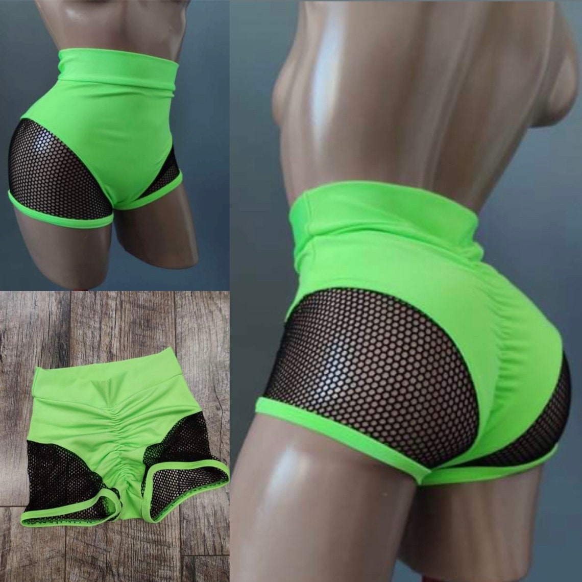 Pole dance shorts Black Wide Net HighWaisted Mesh Etsy
