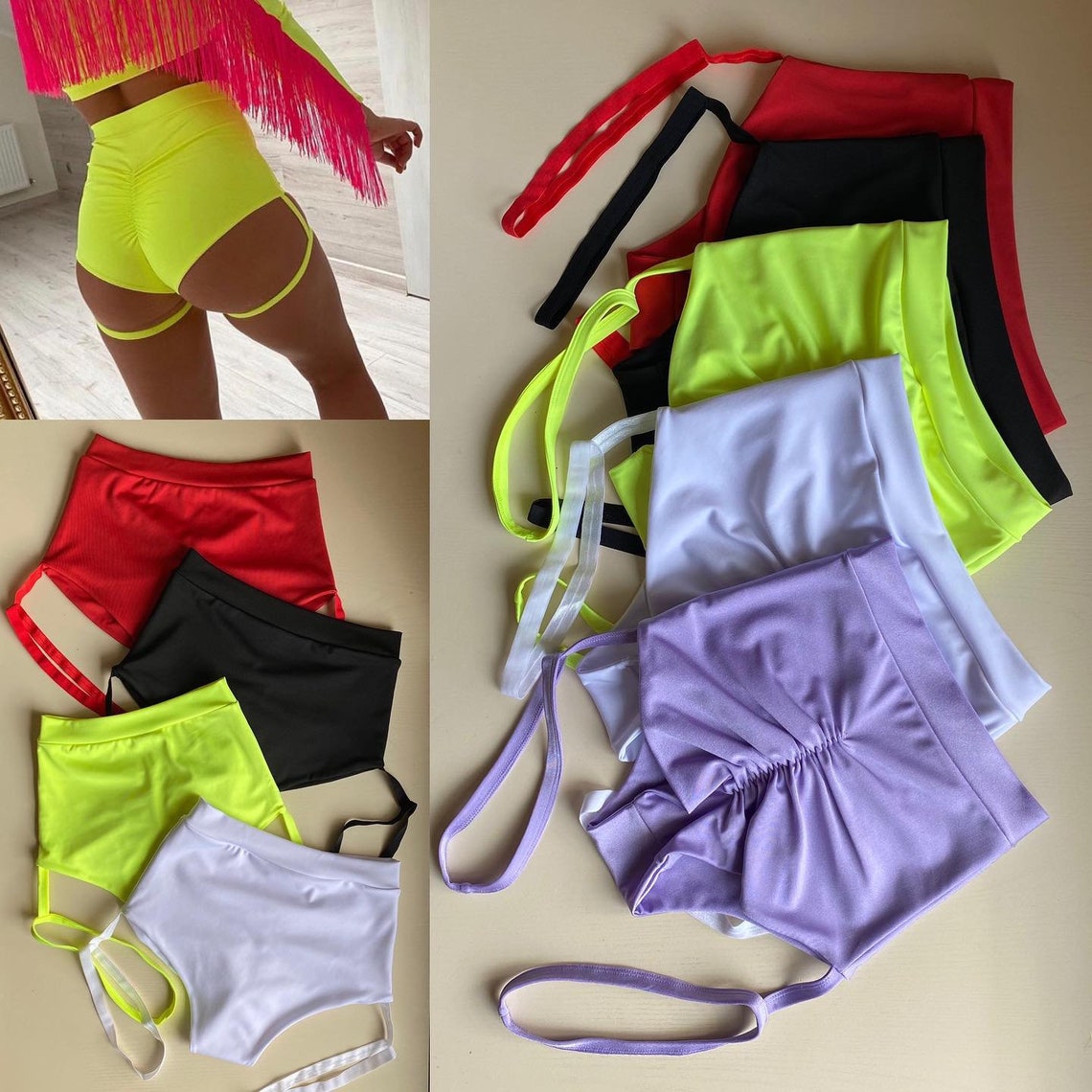 Stripper Outfits Booty garter Shorts 1pc Pole Dance Bottoms Etsy