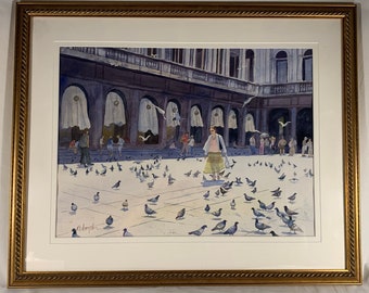 ANN C. TAYLOR (American, Contemporary) Watercolor “American in Venice”