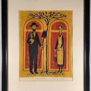 コンスタンティン・カーメス（アメリカ、1923 - 2009）オリジナル木版画「Rooted Americans」