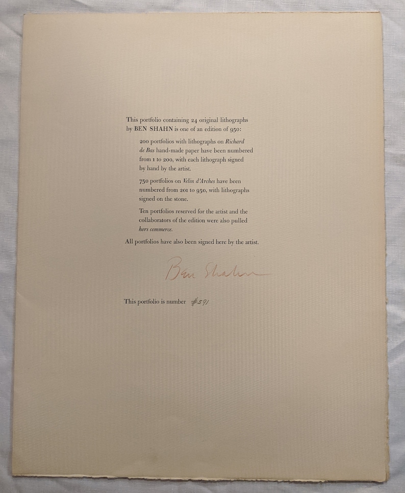 1898-1969 BEN SHAHN \u201cScreams of a Woman in Labor\u201d Rilke Portfolio