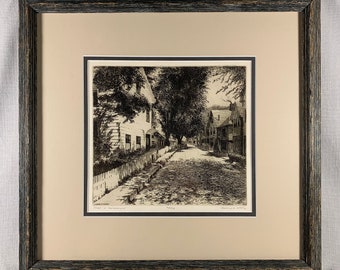 LEONARD H. MERSKY (Amerikaner, 1917 – 1994) Original-Radierung „Street In Provincetown“