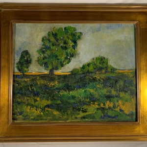 ALFRED W. JONES (New York, 20th Century) Original Oil on Board “Jersey Landscape”