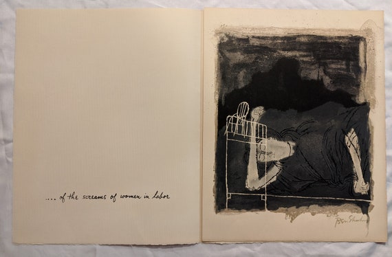 1898-1969 BEN SHAHN \u201cScreams of a Woman in Labor\u201d Rilke Portfolio