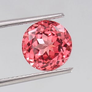 Zafiro Padparadscha de Ceilán bicolor, redondo, color melocotón, de 9 mm (piedra preciosa suelta)