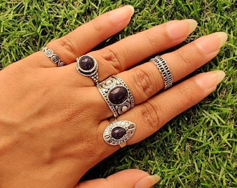 XBKPLO Rings for Womens 4pcs//Set Vintage Bohemian Flower Leaf Above Knuckle Wedding Jewelry Gift