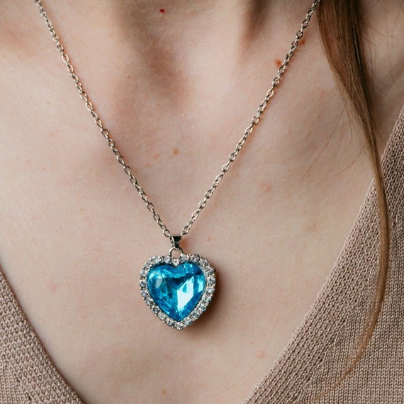 Titanic Blue Heart Colgante Collar de corazón de diamante de - Etsy España