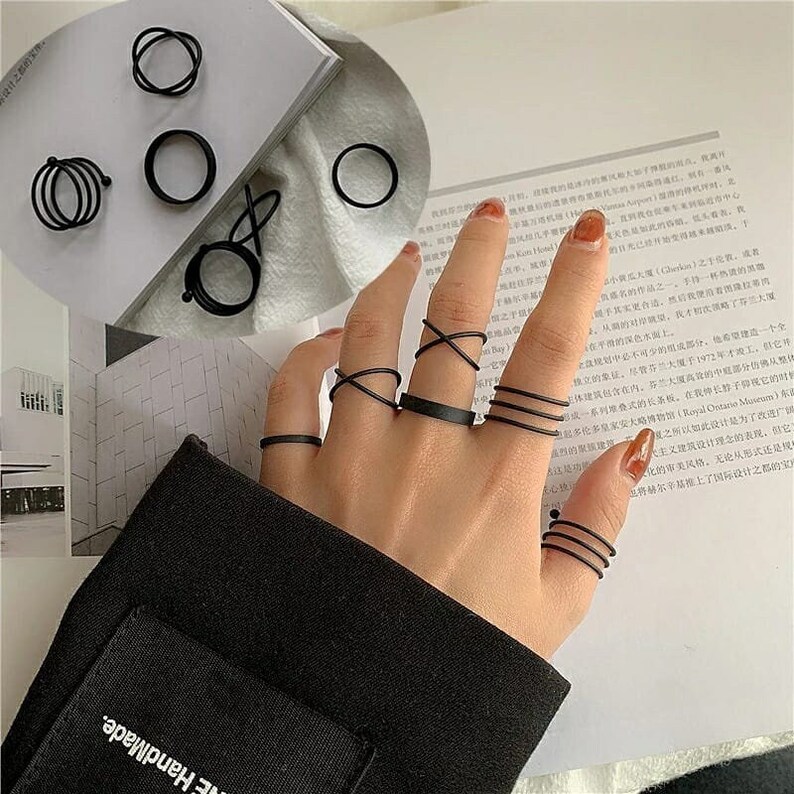6pcs New Trendy Gold Silver Round Stacking Rings Set For Women, 6pcs New Trendy Gold Silver Round Stacking Rings Set For Women,