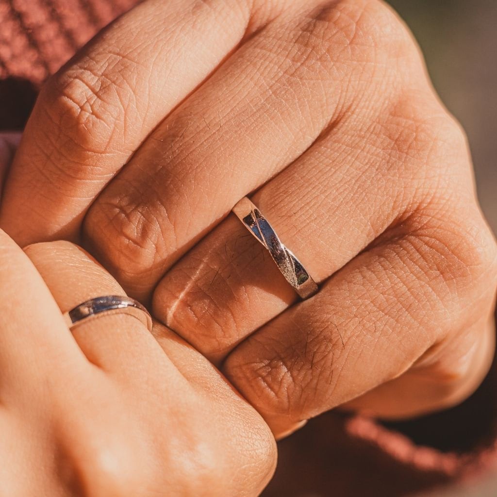 Adjustable Silver Couple Promise Twist Infinity Ring Set Etsy