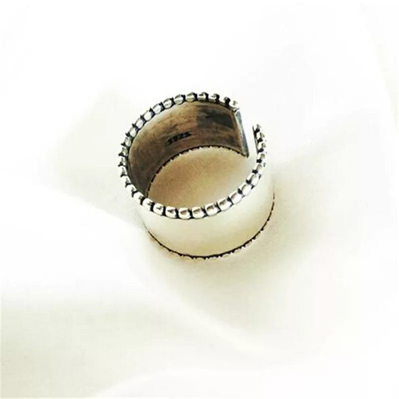 Thick Cigar Band for her Antique Large Finger statement Ring for women Thumb Resizable Jewelry Adjustable Wide Band Silver Cuff Ring