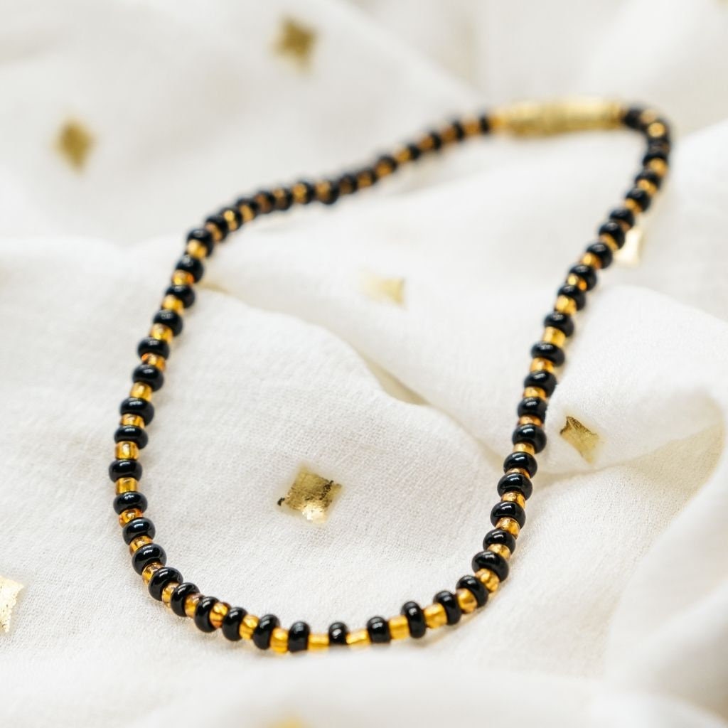 Black Bead Traditional Gold Bangles for Kids