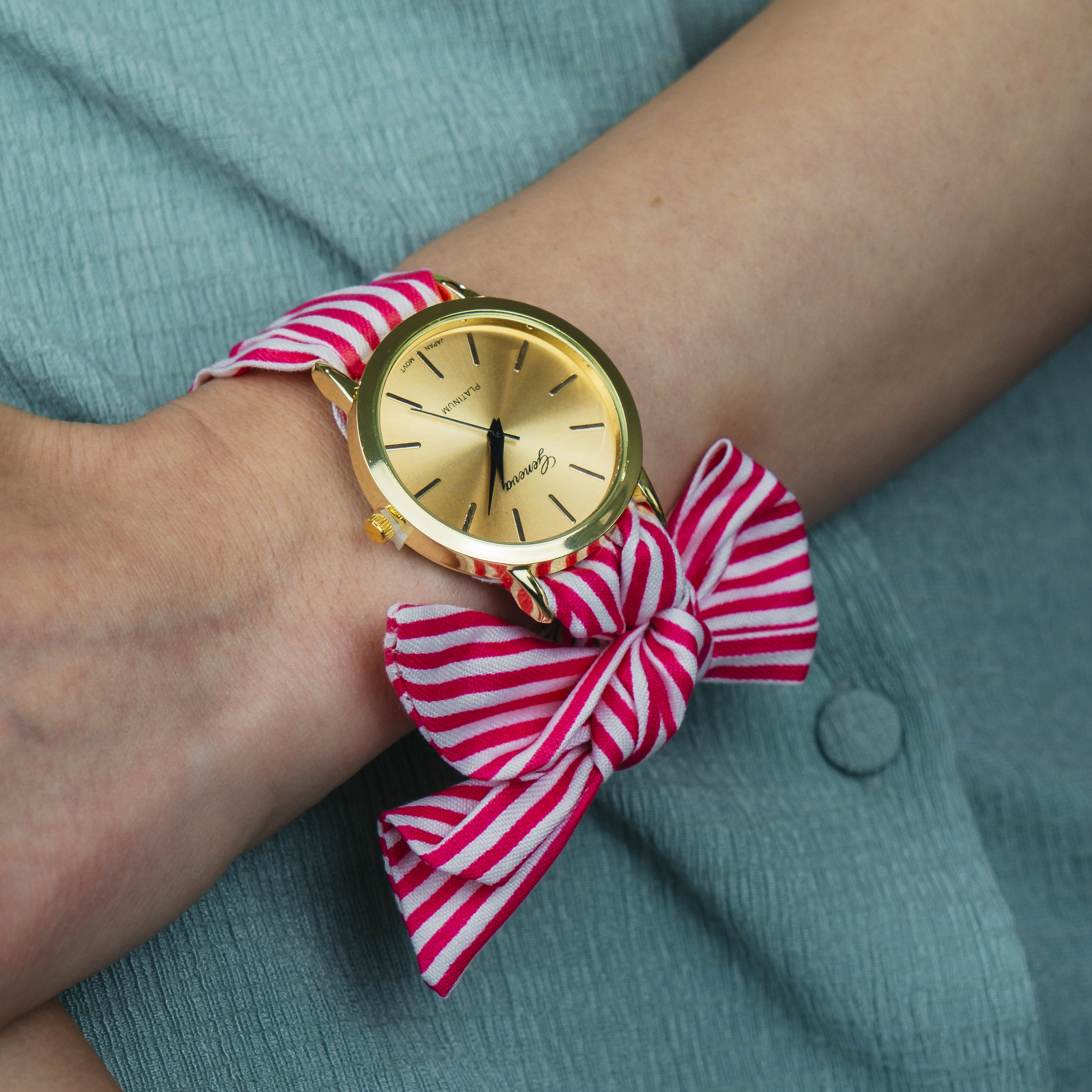 Wristwatch Women Luxury Brand Wrist Watch Women Stripe Floral Cloth