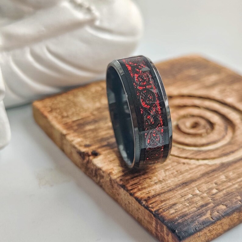 Punk Titanium Steel Black Carbon Fiber Mens Ring Wide Band - Etsy