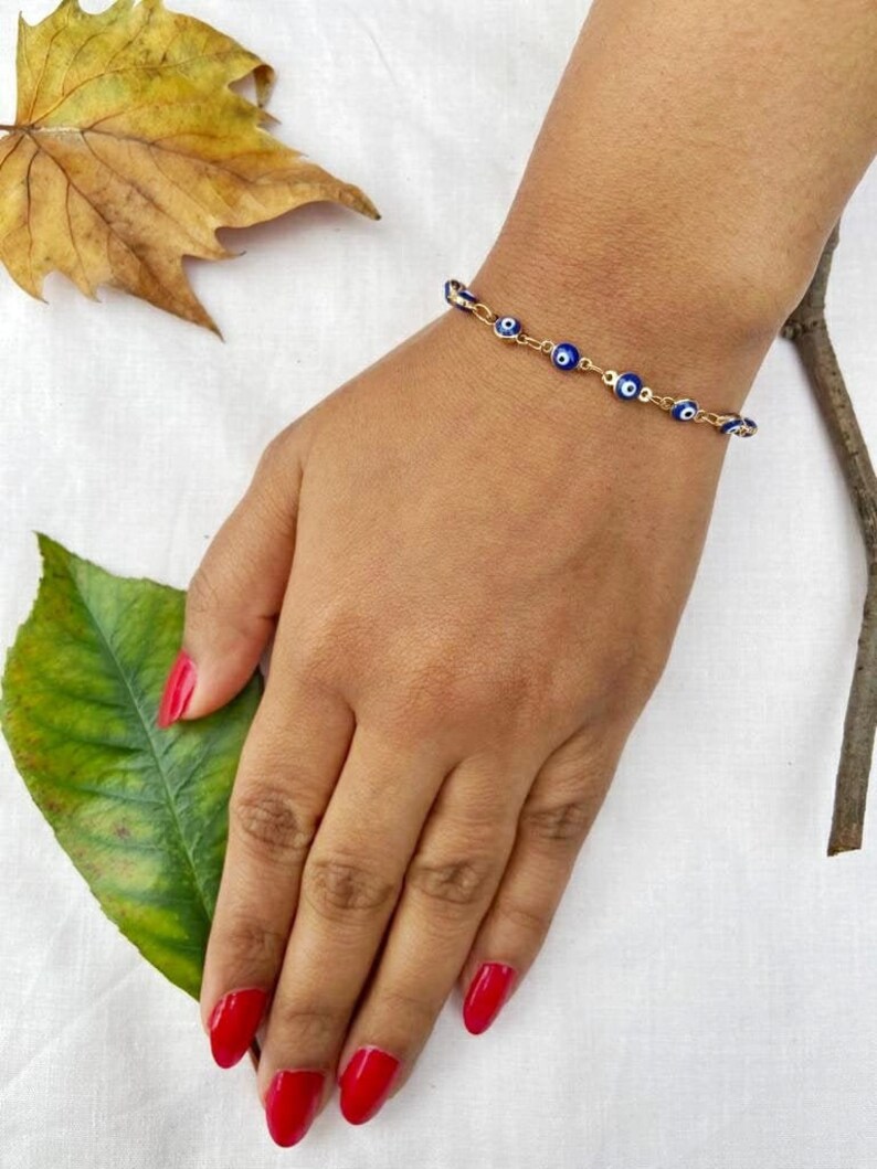 Evil Eye Bracelet Blue Devil Eye Protection Charm Jewelry Etsy UK