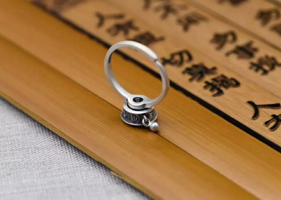 B&D Boxing Day Gifts for Women Handmade Adjustable Buddhist Tibetan Spinner Prayer Ring,Fidget Anti-Anxiety Mood Rings for Women, Vintage Chanting