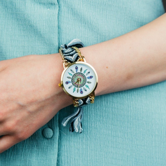 Coussin montre et bracelet en jute 8 x 7 cm