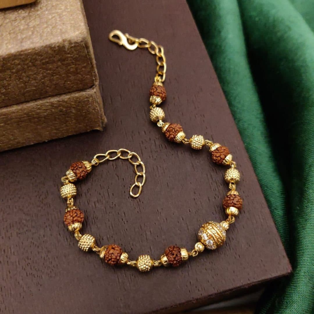 Indian Shiva Rudraksha Gold Beaded Hindu Bracelet Etsy