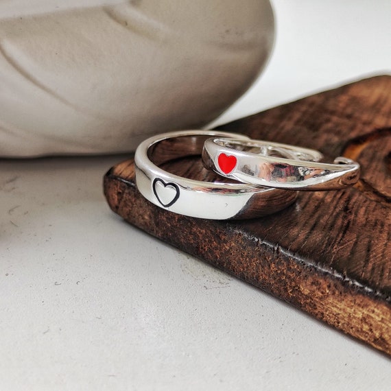 Never Apart Titanium Steel Heart Design Couple Rings | Italo Jewelry