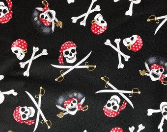 Halloween decor red black and white skulls and crossbones crossbones Halloween skulls Halloween centerpiece skull fabric seahorse