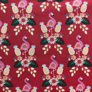 Flamingos with Pineapples Fabric