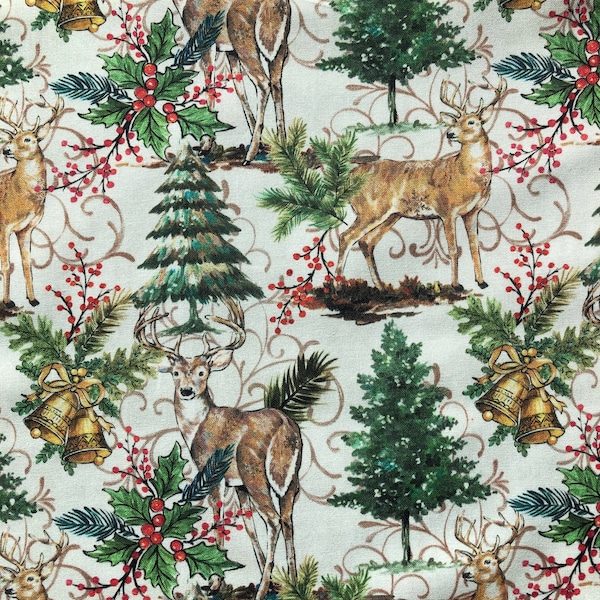 Christmas Holiday Deer Country Cotton Fabric Christmas Deer Lightweight Quilting Cotton Fabric Holiday Fabric Joann Deer Fabric