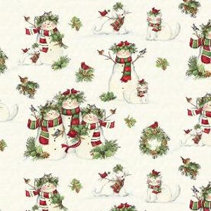 Cardinal Friends Susan Winget Snowmen Holiday Christmas Fabric Christmas Fabric Susan Winget