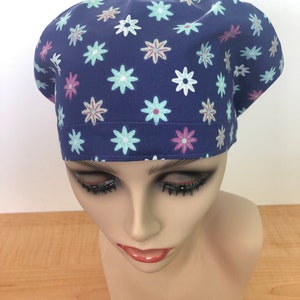 Purple Scrub Cap Euro Style Scrub Cap Purple Floral Chemo Cap Surgical Purple Cap