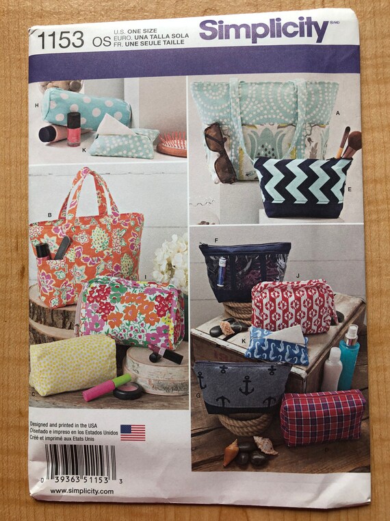 Bag Patterns Simplicity Patterns 1153 Tote Bag Pattern Make up Bag Patterns Simplicity 1153 Etsy