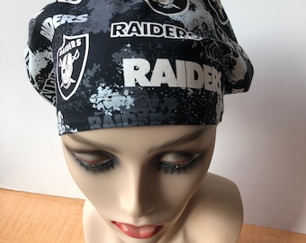 Classic Raiders Scrub Euro-Cap Las Vegas Euro Style mit Elastischer Kopfbedeckung Raiders Scrub Nurses Scrub Hut Raiders kitchen haarbedeckend
