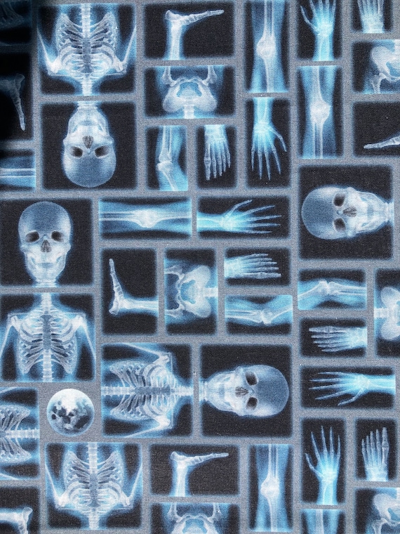 X-ray Skeleton Halloween Lightweight Woven Cotton Quilting Crafting Sewing