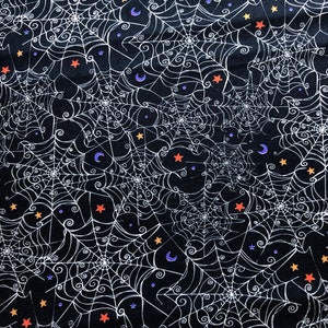 Spider Web Halloween Cotton Fabric Lightweight Woven Halloween Quilt Craft Black Halloween Fabric Cotton
