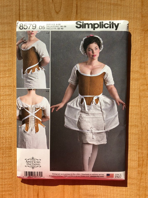 Simplicity 8579 Corset Paniers Shift Undergarments Historic Costume Patterns Corset Pattern 1700's Patterns