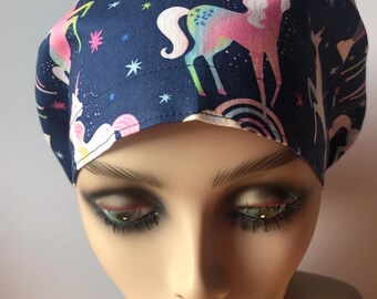 Klassische Einhorn Scrub Cap Blau Euro Style Scrub Cap Einhornmütze Blau Rosa Einhorn Scrub Bouffant Küchen Cap