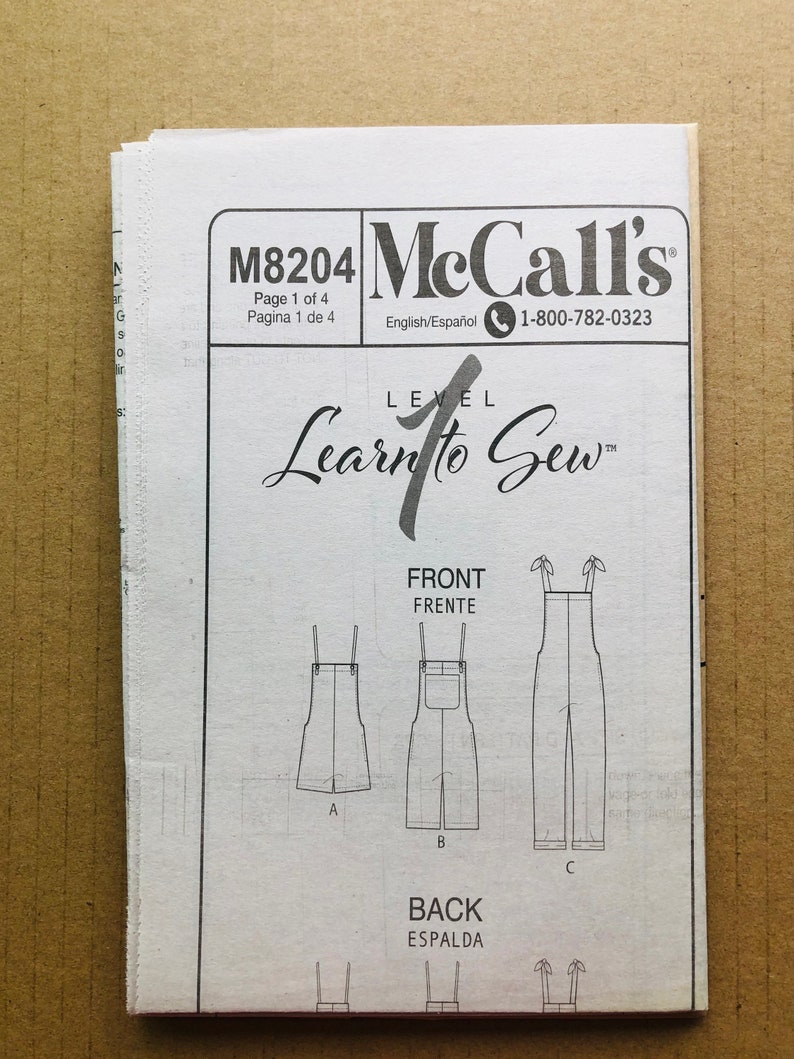Mccalls M8204 Overalls Pattern Overalls Paper Pattern M8204 8204 Modern ...