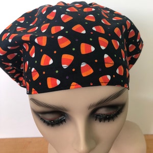 Halloween Candy Corn Scrub Cap Halloween Scrub Cap Euro Style Nurses Scrub Cap Alopecia Cap Halloween Chemo Cap
