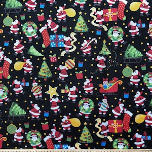 1/4 oder 1/2 Yard Leichte gewebte Baumwollgewebe Traditionen Mini Santa&#39;s Weihnachten Baumwolle