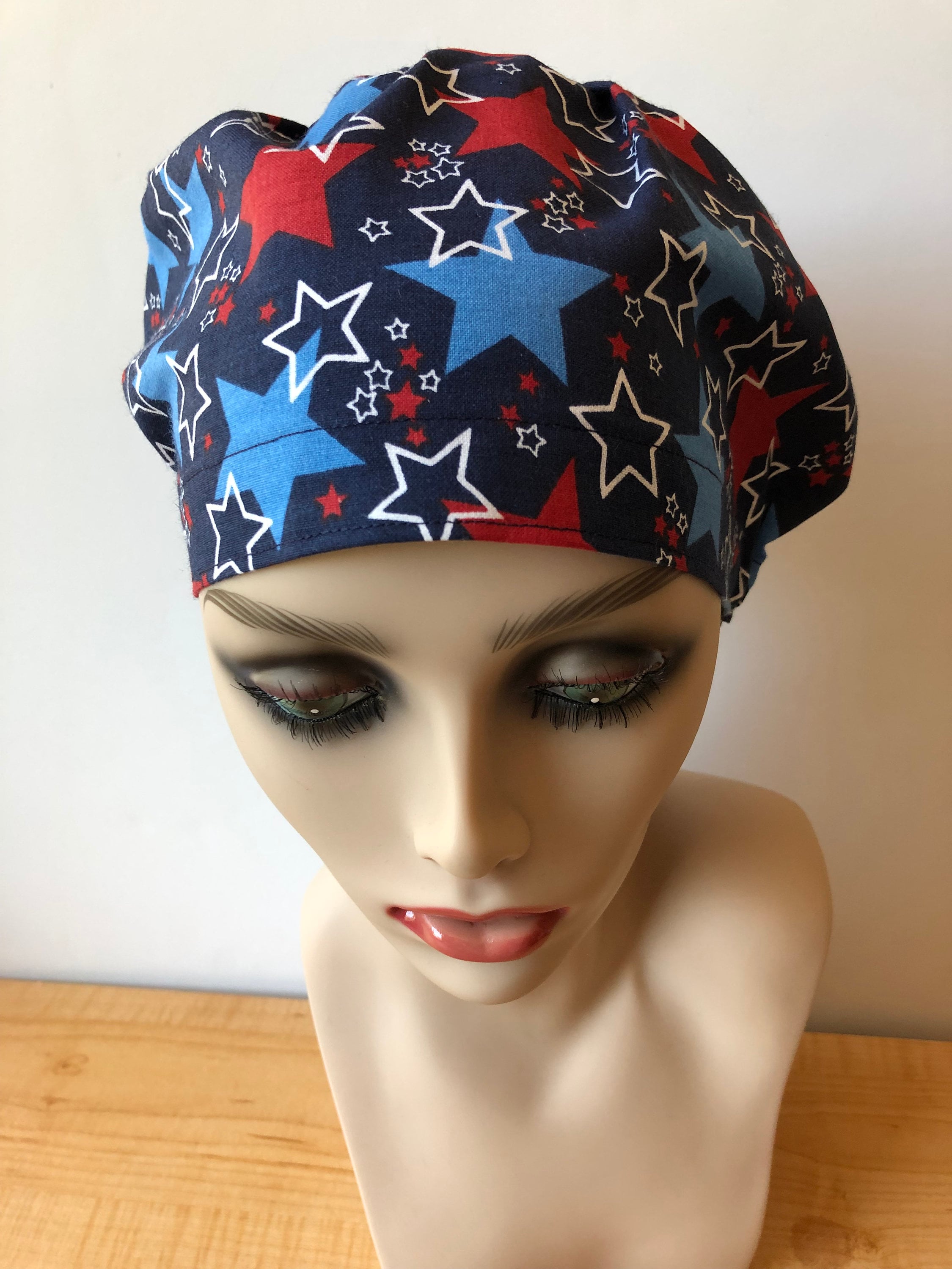 Vaterländische Peitschenmütze Krankenschwestern Scrub Cap Damen Euro Style Vaterländische Peitschenmütze Elastische Baumwolle Scrub Cap Küchenhaarkappe