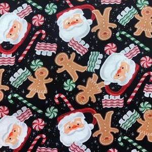 Santa and Gingerbread Treats Lightweight Woven Cotton Christmas Holiday Fabric Christmas Kitchen Christmas Cotton Fabric Quilting Sewing