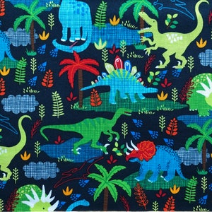 Dinosaurs on Navy Print Lightweight Woven Cotton Hi Fashion Novelty Juvenile Dinosaur Cotton Fabric