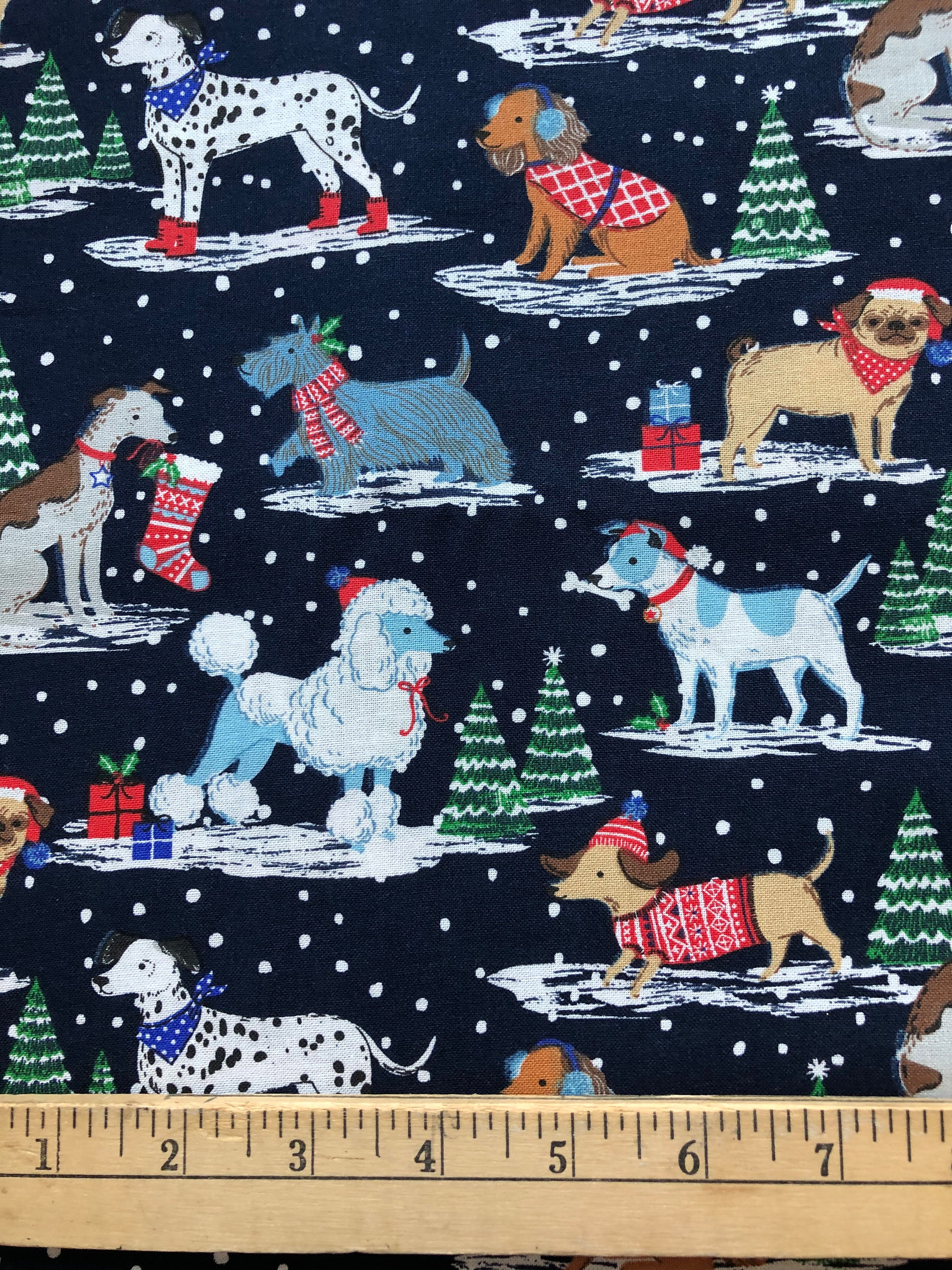 Dog Christmas Fabric Festive and Fun dogs ready for the Etsy