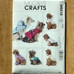 Dog Jacket Pattern McCalls M6218 Dog Clothing Pattern Pet Clothes Patterns