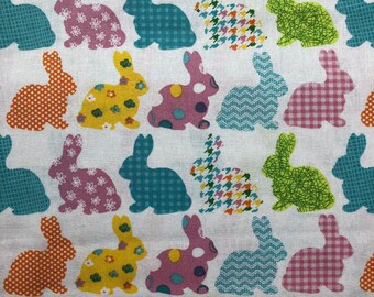 Tela de conejito de Pascua multicolor, tejido ligero de algodón Joann