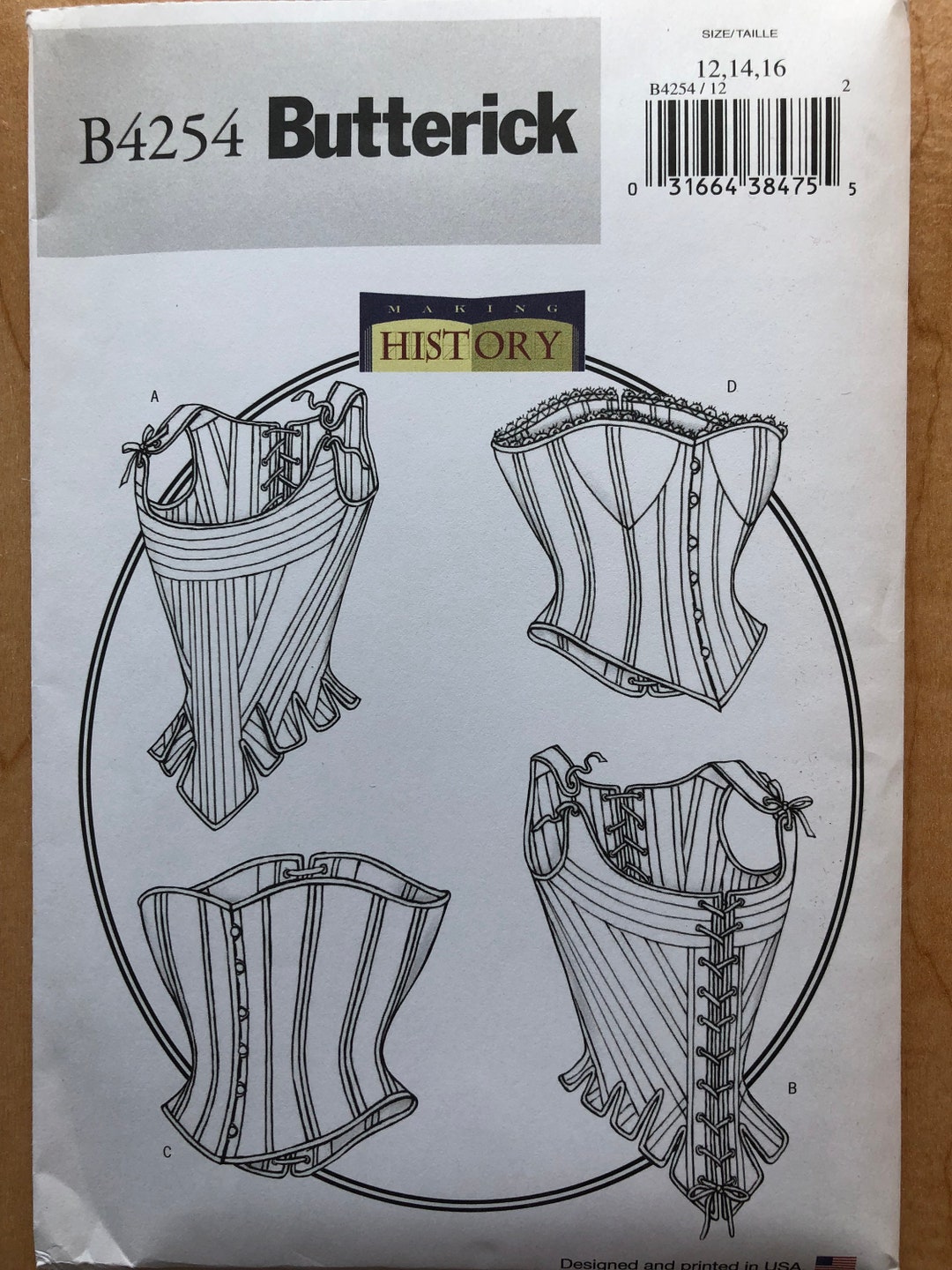 Butterick B4254 Corset Boned Corset Pattern Renaissance Tudor Victorian ...