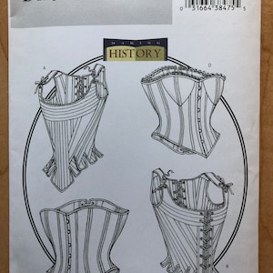 Butterick B4254 Corset Boned Corset Pattern Renaissance Tudor Victorian Gregorian Edwardian Corset Patterns Butterick Making History