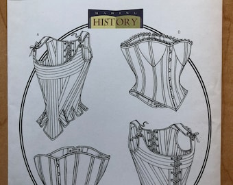 Butterick B4254 Corset Boned Corset Pattern Renaissance Tudor Victorian Gregorian Edwardian Corset Patterns Butterick Making History